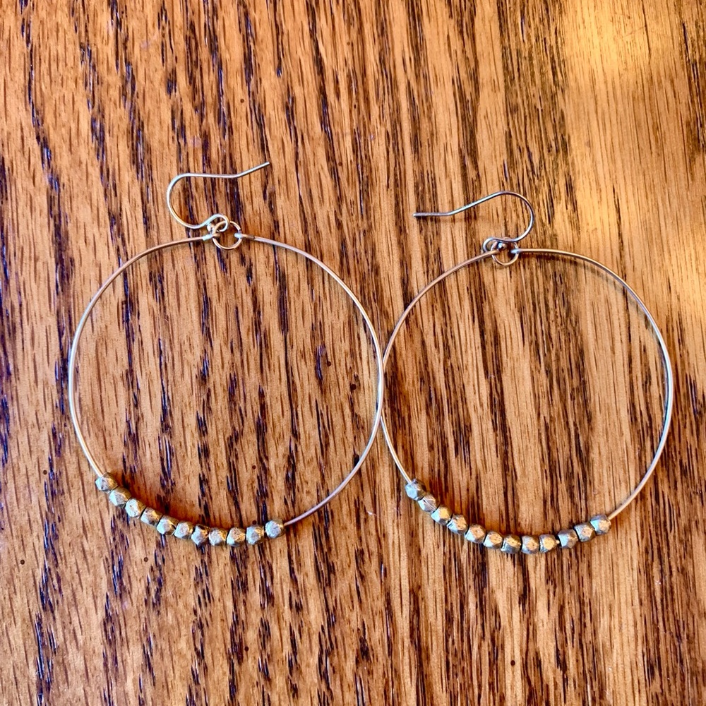 Elegant Gold beaded Hoop Earrings 2”
